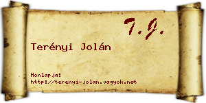 Terényi Jolán névjegykártya