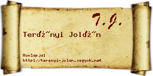 Terényi Jolán névjegykártya